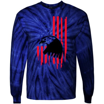 America Flag Patriotic Eagle Tie-Dye Long Sleeve Shirt