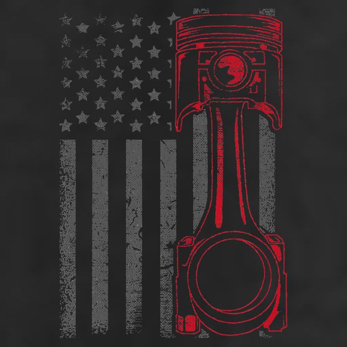 American Flag Piston Funny Muscle Car Mechanic Gift Cool Comfort Performance Bucket Hat