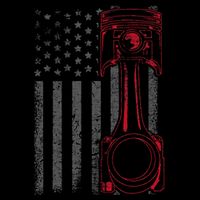 American Flag Piston Funny Muscle Car Mechanic Gift Flat Bill Trucker Hat