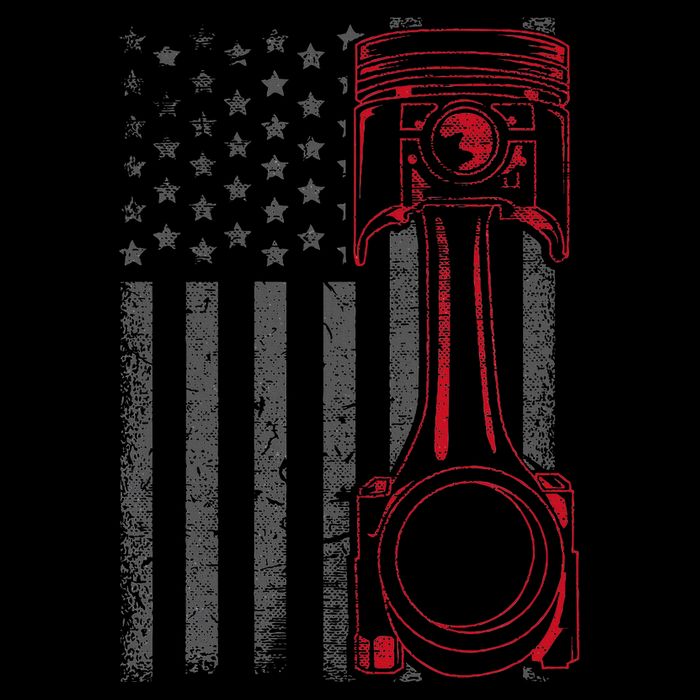 American Flag Piston Funny Muscle Car Mechanic Gift 16 in Basic Backpack