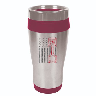 American Flag Piston Funny Muscle Car Mechanic Gift 16oz Travel Tumbler