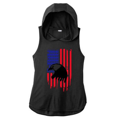 America Flag Patriotic Eagle Ladies PosiCharge Tri-Blend Wicking Draft Hoodie Tank