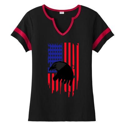 America Flag Patriotic Eagle Ladies Halftime Notch Neck Tee