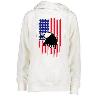 America Flag Patriotic Eagle Womens Funnel Neck Pullover Hood