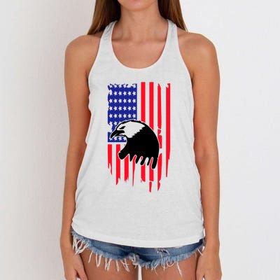 America Flag Patriotic Eagle Women's Knotted Racerback Tank