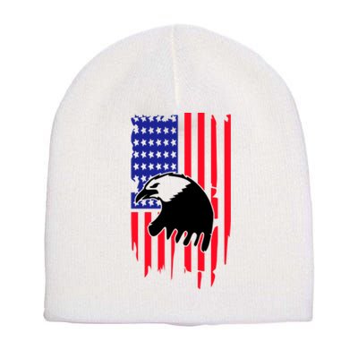 America Flag Patriotic Eagle Short Acrylic Beanie