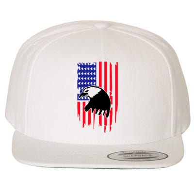 America Flag Patriotic Eagle Wool Snapback Cap