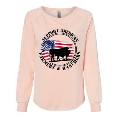 American Flag Patriotic Support American Farmers & Ranchers Womens California Wash Sweatshirt