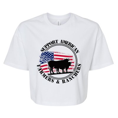 American Flag Patriotic Support American Farmers & Ranchers Bella+Canvas Jersey Crop Tee