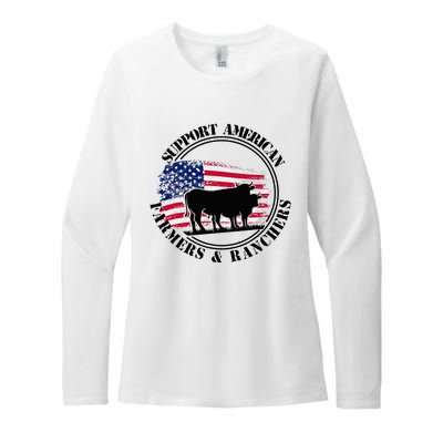 American Flag Patriotic Support American Farmers & Ranchers Womens CVC Long Sleeve Shirt