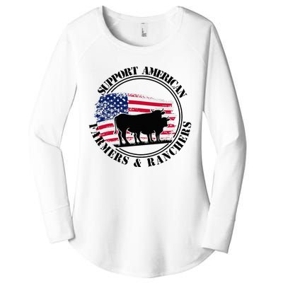 American Flag Patriotic Support American Farmers & Ranchers Women's Perfect Tri Tunic Long Sleeve Shirt