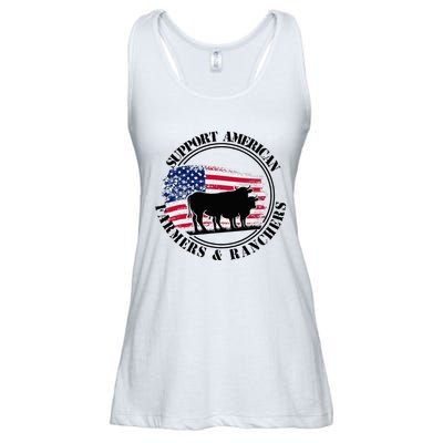 American Flag Patriotic Support American Farmers & Ranchers Ladies Essential Flowy Tank