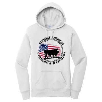 American Flag Patriotic Support American Farmers & Ranchers Women's Pullover Hoodie