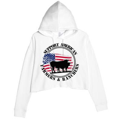 American Flag Patriotic Support American Farmers & Ranchers Crop Fleece Hoodie