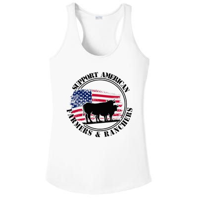 American Flag Patriotic Support American Farmers & Ranchers Ladies PosiCharge Competitor Racerback Tank