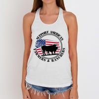 American Flag Patriotic Support American Farmers & Ranchers Women's Knotted Racerback Tank