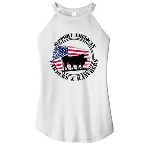 American Flag Patriotic Support American Farmers & Ranchers Women's Perfect Tri Rocker Tank