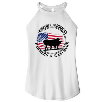 American Flag Patriotic Support American Farmers & Ranchers Women's Perfect Tri Rocker Tank