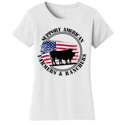 American Flag Patriotic Support American Farmers & Ranchers Women's T-Shirt