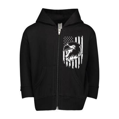 America Flag Patriotic Eagle Toddler Zip Fleece Hoodie