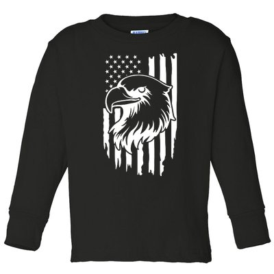 America Flag Patriotic Eagle Toddler Long Sleeve Shirt