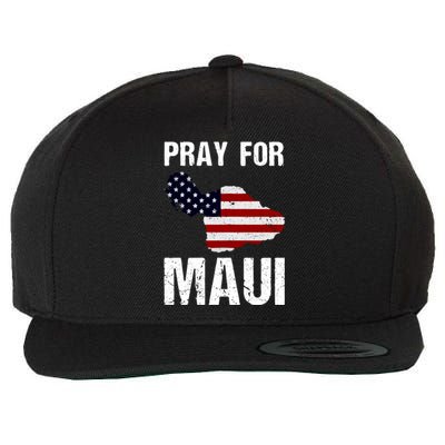 American Flag Pray For Maui Hawaii Support Gift Wool Snapback Cap