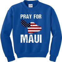 American Flag Pray For Maui Hawaii Support Gift Kids Sweatshirt