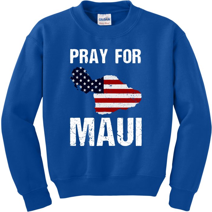 American Flag Pray For Maui Hawaii Support Gift Kids Sweatshirt