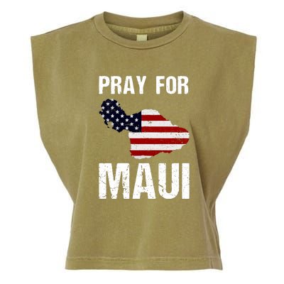 American Flag Pray For Maui Hawaii Support Gift Garment-Dyed Women's Muscle Tee