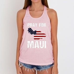 American Flag Pray For Maui Hawaii Support Gift Women's Knotted Racerback Tank