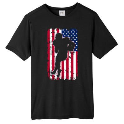 American Football Player Distressed USA Flag Tall Fusion ChromaSoft Performance T-Shirt