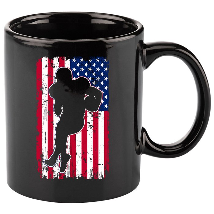 American Football Player Distressed USA Flag 11oz C Handle Ceramic Mug