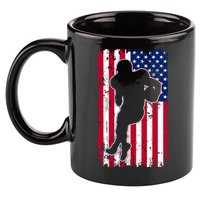 American Football Player Distressed USA Flag 11oz C Handle Ceramic Mug