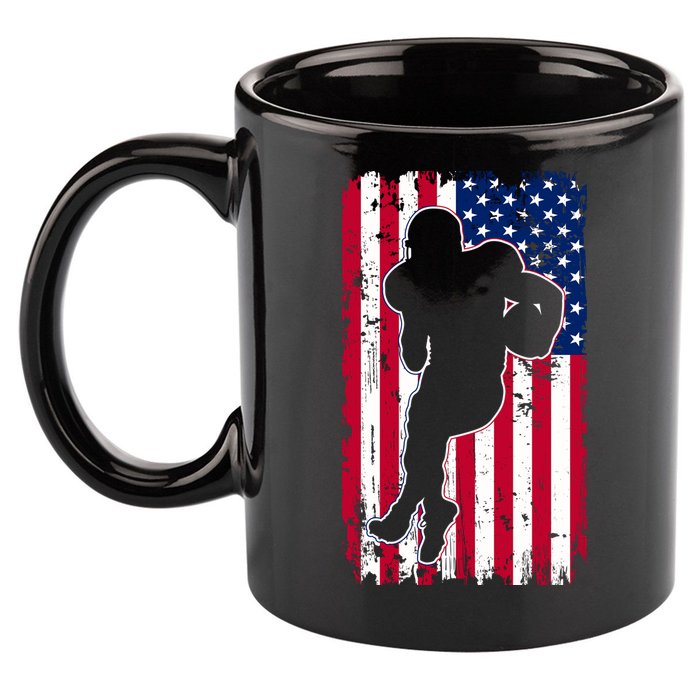 American Football Player Distressed USA Flag 11oz C Handle Ceramic Mug