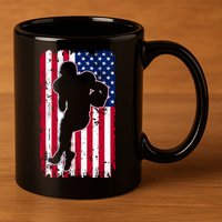 American Football Player Distressed USA Flag 11oz C Handle Ceramic Mug