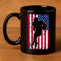 American Football Player Distressed USA Flag 11oz C Handle Ceramic Mug