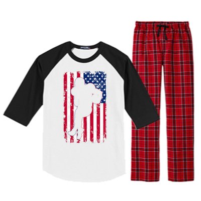 American Football Player Distressed USA Flag Raglan Sleeve Pajama Set