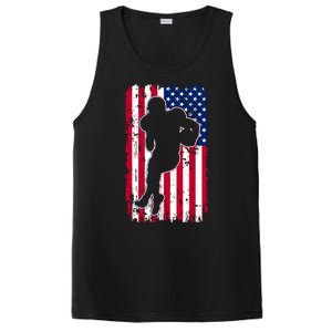 American Football Player Distressed USA Flag PosiCharge Competitor Tank