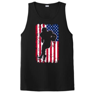 American Football Player Distressed USA Flag PosiCharge Competitor Tank