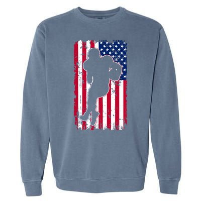 American Football Player Distressed USA Flag Garment-Dyed Sweatshirt