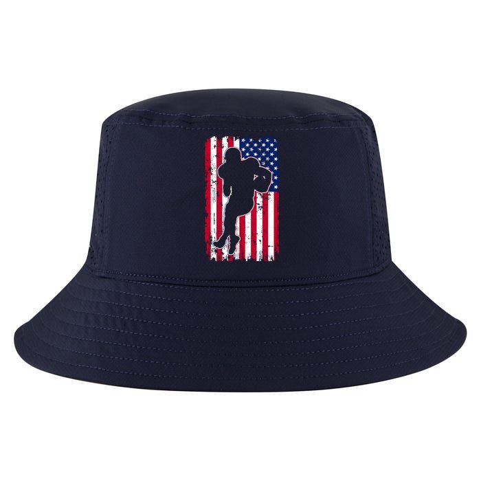 American Football Player Distressed USA Flag Cool Comfort Performance Bucket Hat