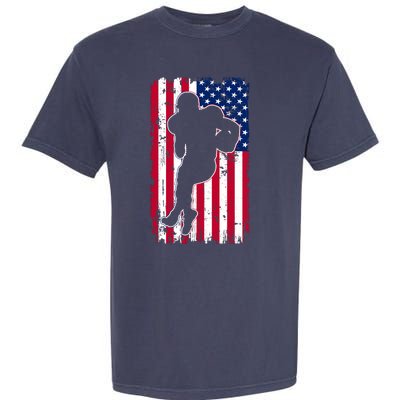 American Football Player Distressed USA Flag Garment-Dyed Heavyweight T-Shirt