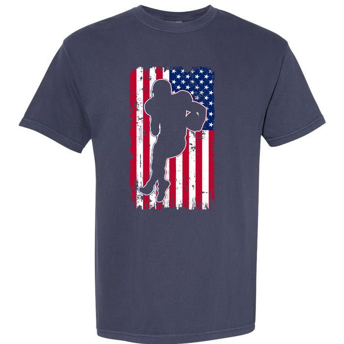 American Football Player Distressed USA Flag Garment-Dyed Heavyweight T-Shirt