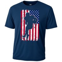 American Football Player Distressed USA Flag Cooling Performance Crew T-Shirt