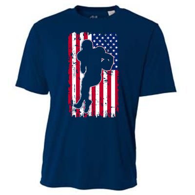 American Football Player Distressed USA Flag Cooling Performance Crew T-Shirt