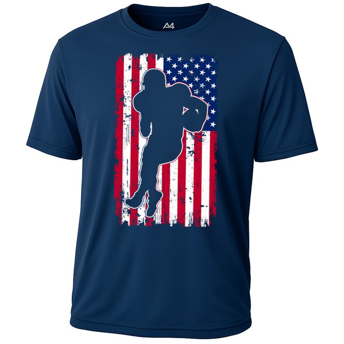 American Football Player Distressed USA Flag Cooling Performance Crew T-Shirt