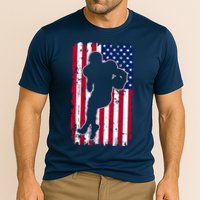 American Football Player Distressed USA Flag Cooling Performance Crew T-Shirt