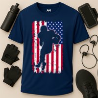 American Football Player Distressed USA Flag Cooling Performance Crew T-Shirt