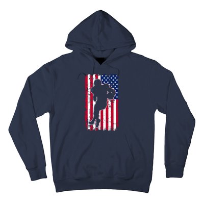 American Football Player Distressed USA Flag Hoodie