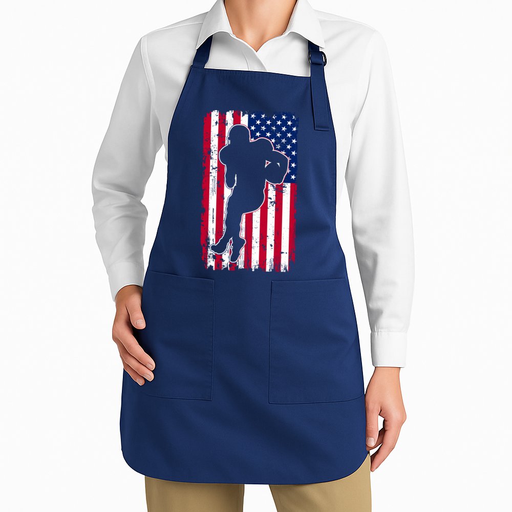 American Football Player Distressed USA Flag Apron